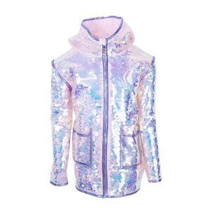 LOLA AND THE BOYS PAILLETTE MAGIC RAIN JACKET SEQUIN SIZE 8